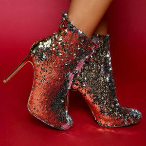 Gold Silver sequin booties